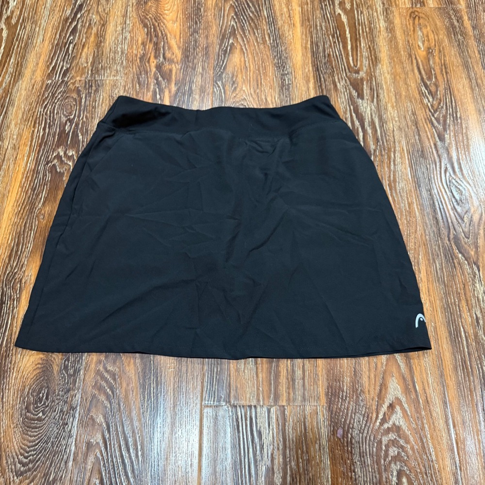 HEAD Large Skort Women Black Athletic Tennis Golf Skirt Built-in Shorts L
